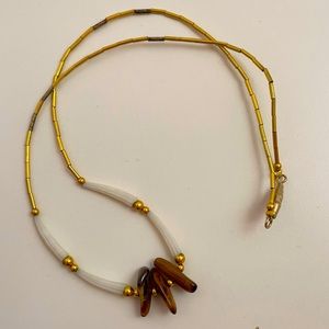 Vintage Real TIGERS EYE Stone Fall Autumn Boho Fairy Whimsical Crystal Necklace